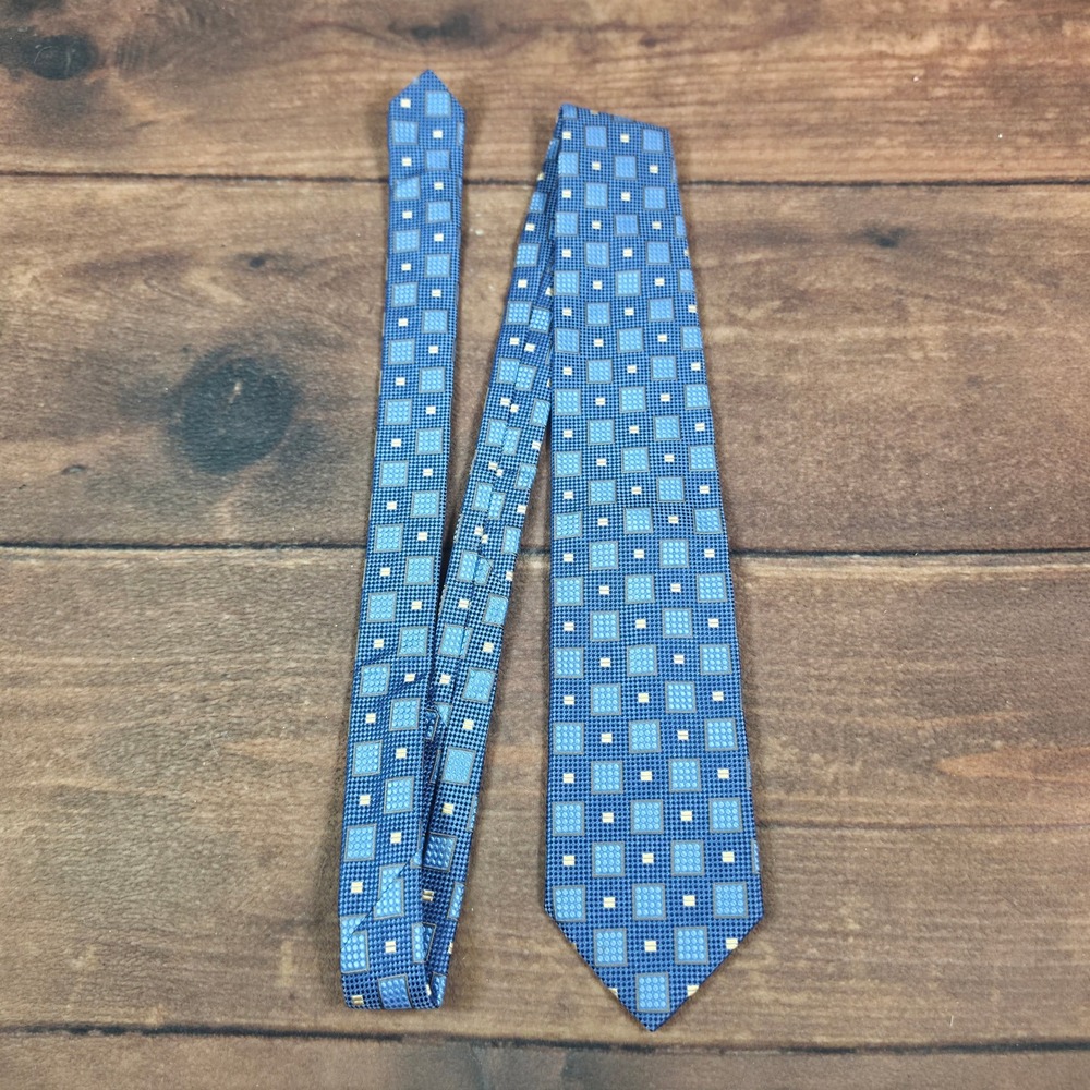 Ermenegildo Zegna Tie Mens OS Blue Good Geometric Square Silk Woven Italy
